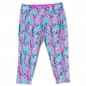 Lilly Pulitzer Athletic Leggings Women’s Colorful Print Side Pocket Size XXL